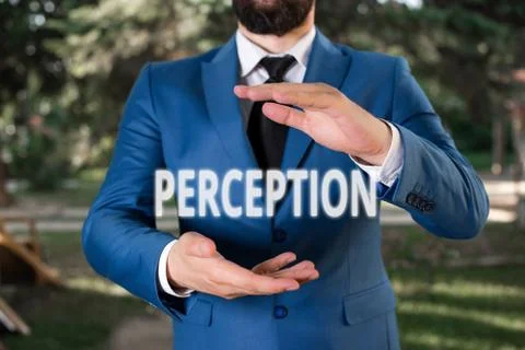 Handwriting text Perception. Concept meaning individuals organize and interpret Foto stock