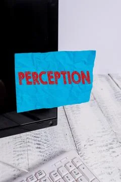 Handwriting text Perception. Concept meaning individuals organize and interpret Foto stock