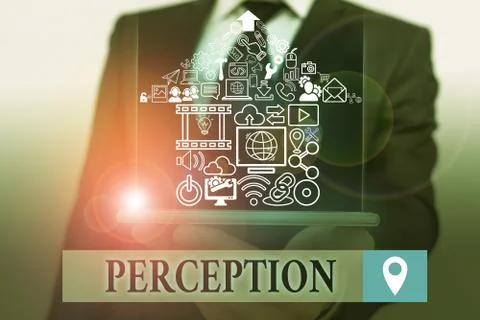Handwriting text Perception. Concept meaning individuals organize and interpret Foto stock