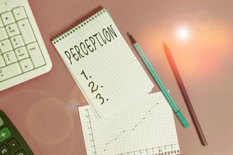 Handwriting text Perception. Concept meaning individuals organize and interpret Foto stock