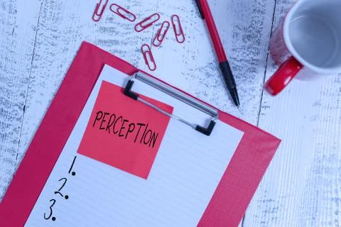 Handwriting text Perception. Concept meaning individuals organize and interpret Foto stock