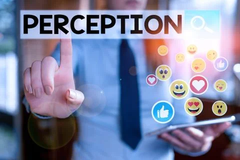 Handwriting text Perception. Concept meaning individuals organize and interpret Foto stock