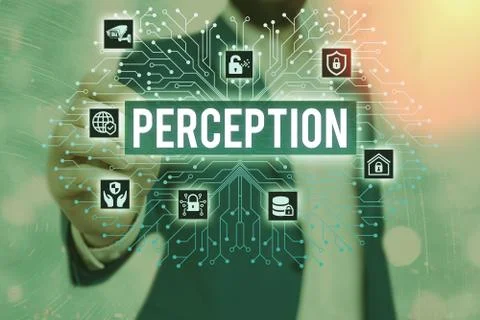 Handwriting text Perception. Concept meaning individuals organize and interpret Foto stock