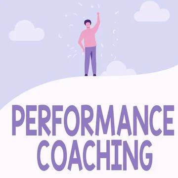 Handwriting text Performance Coaching. Word for Facilitate the Development Point Stock Illustration