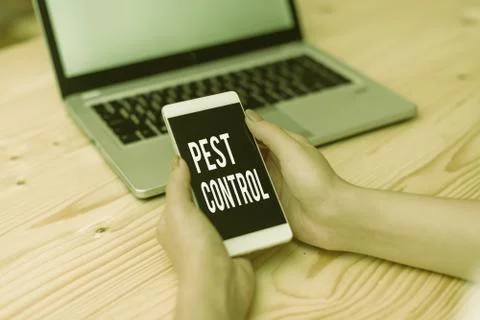 Handwriting text Pest Control. Concept meaning Killing destructive insects that Stock Photos