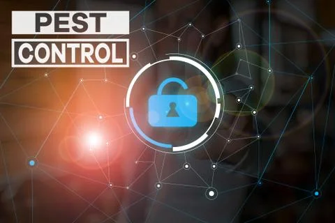Handwriting text Pest Control. Concept meaning analysisagement of a species that Stock Photos