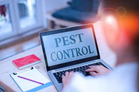 Handwriting text Pest Control. Concept meaning analysisagement of a species that Stock Photos