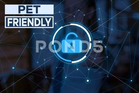 Handwriting text Pet Friendly. Concept meaning used to describe a place that is Stock Photos
