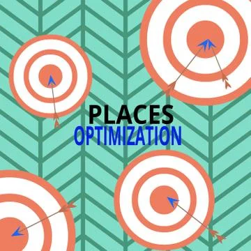 Handwriting text Places Optimization. Concept meaning improve searching for Stockillustratie