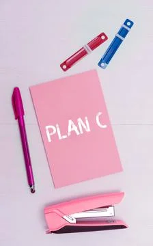 Handwriting text Plan C. Word for ones last Backup strategy detailed proposal Foto stock