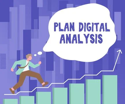 Handwriting text Plan Digital Analysis. Concept meaning Analysis of qualitative Stock Illustration