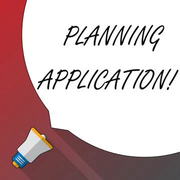 Handwriting text Planning Application. Concept meaning request to a local Stock Illustration