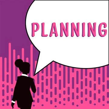 Handwriting text Planning. Word for process of thinking about the activities Stock Illustration