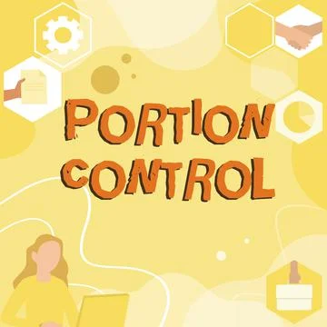 Handwriting text Portion Control. Business showcase knowing the correct measures Stock Illustration