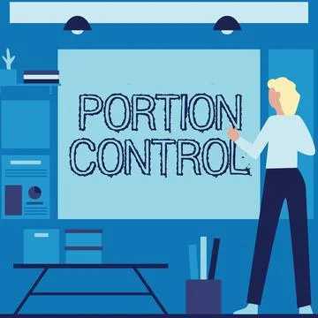 Handwriting text Portion Control. Business concept knowing the correct measures Stock Illustration