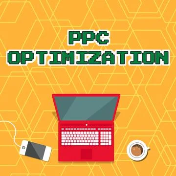 Handwriting text Ppc Optimization. Word for Enhancement of search engine Illustrazione stock