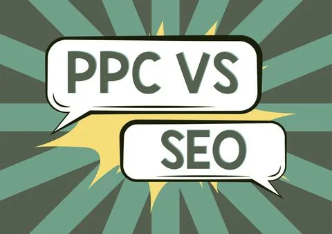 Handwriting text Ppc Vs Seo. Conceptual photo Pay per click against Search Stock Illustration