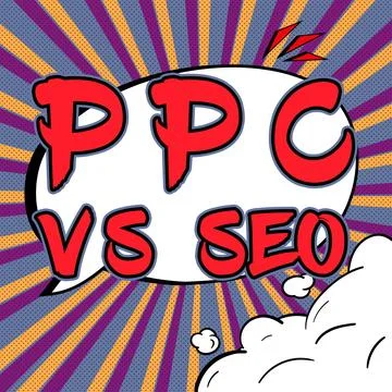 Handwriting text Ppc Vs Seo. Business showcase Pay per click against Search Stock Illustration