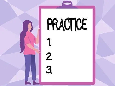 Handwriting text Practice. Business concept the actual application or use of an Stock Illustration