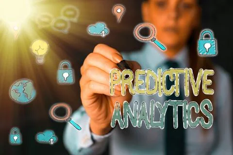 Handwriting text Predictive Analytics. Concept meaning Optimize Collection Foto stock