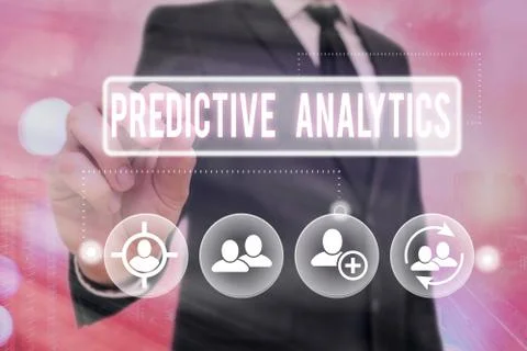 Handwriting text Predictive Analytics. Concept meaning Optimize Collection Foto stock