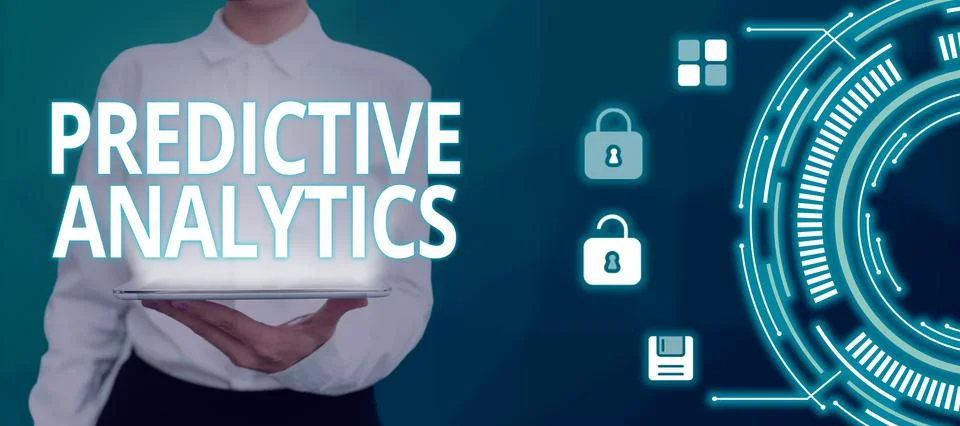 Handwriting text Predictive Analytics. Internet Concept Optimize Collection Foto stock