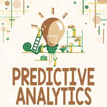 Handwriting text Predictive Analytics. Word for Optimize Collection Achieve CRM Illustrazione stock