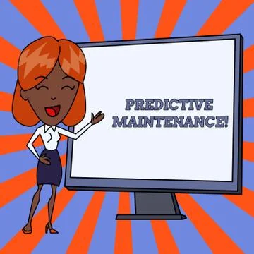 Handwriting text Predictive Maintenance. Concept meaning Predict when Equipment Stock Illustration