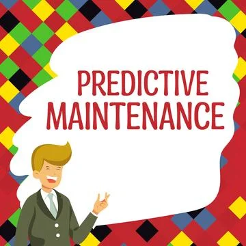 Handwriting text Predictive Maintenance. Word for Predict when Equipment Failure Stock Illustration