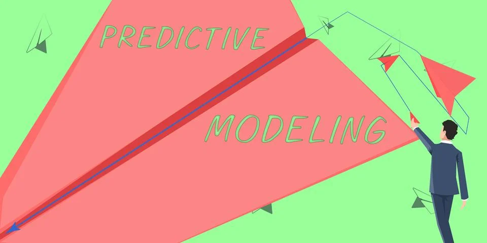 Handwriting text Predictive Modeling. Business idea maintenance strategy driven Stock Illustration