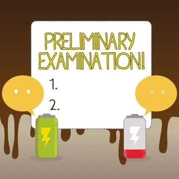 Handwriting text Preliminary Examination. Concept meaning taken graduate stud Stock Illustration