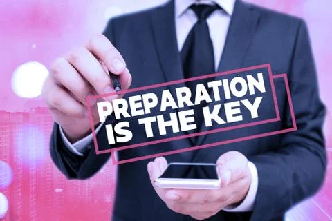 Handwriting text Preparation Is The Key. Concept meaning it reduces errors and Foto stock