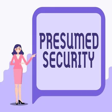 Handwriting text Presumed Security. Word Written on system safe from attack due Stock Illustration