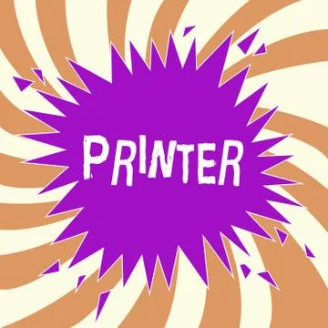 Handwriting text Printer. Concept meaning Device used to print things made on Illustrazione stock