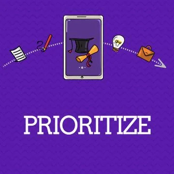 Handwriting text Prioritize. Concept meaning Organize designate or treat Ilustración de archivo