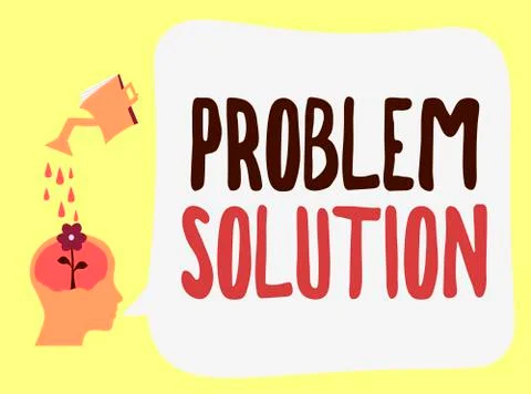 Handwriting text Problem Solution. Concept meaning solving consists of using  Stock Illustration