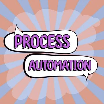 Handwriting text Process Automation. Business showcase the use of technology to Stock Illustration
