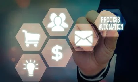 Handwriting text Process Automation. Concept meaning the use of technology to 写真素材