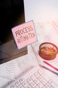Handwriting text Process Automation. Concept meaning the use of technology to Foto stock