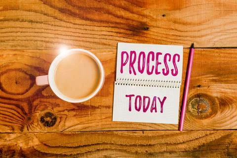 Handwriting text Process. Concept meaning Standard procedures how to handle a Photos