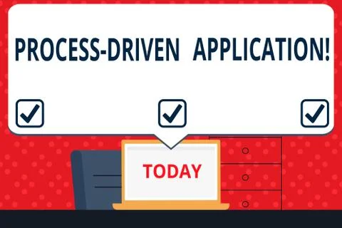 Handwriting text Process Driven Application. Concept meaning workflow engine  Stock Illustration