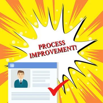 Handwriting text Process Improvement. Concept meaning Optimization Meet New 库存插图