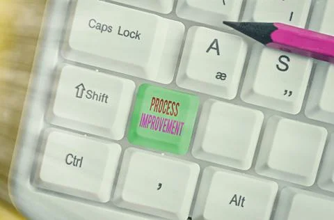 Handwriting text Process Improvement. Concept meaning Optimization Meet New Stock Photos