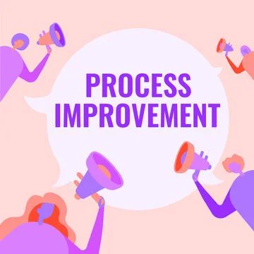 Handwriting text Process Improvement. Word Written on Optimization Meet New Illustrazione stock