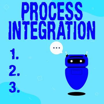Handwriting text Process Integration. Business showcase Connectivity of Systems Illustrazione stock