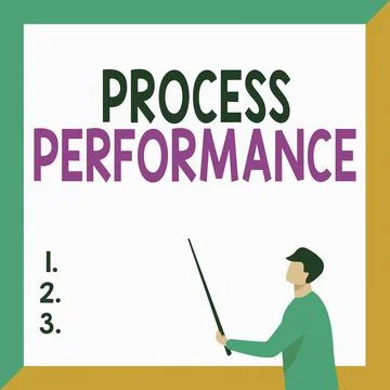 Handwriting text Process Performance. Business showcase measure of how efficient Stock Illustration