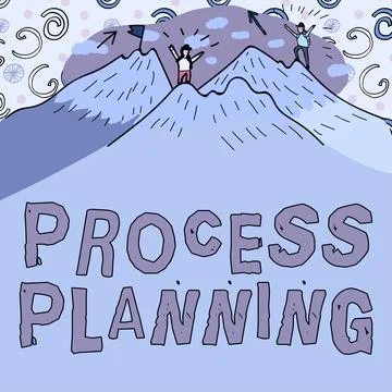 Handwriting text Process Planning. Concept meaning the development of goals Illustrazione stock