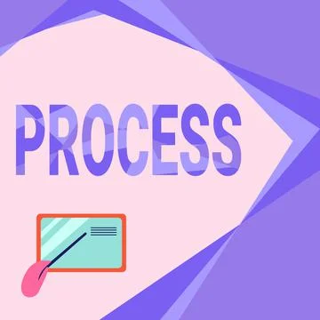 Handwriting text Process. Word for Standard procedures how to handle a Illustration