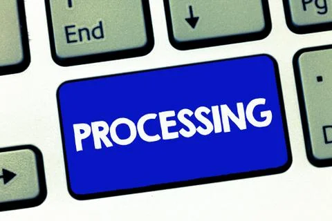 Handwriting text Processing. Concept meaning Series of mechanical or chemical 스톡 사진
