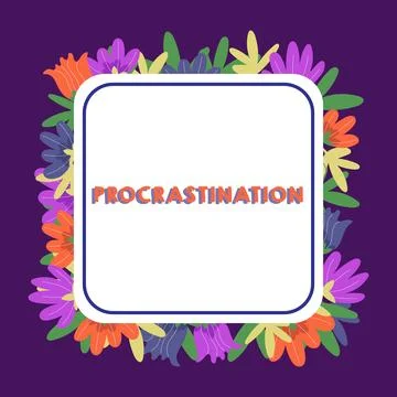 Handwriting text Procrastination. Concept meaning Delay or Postpone something Illustrazione stock